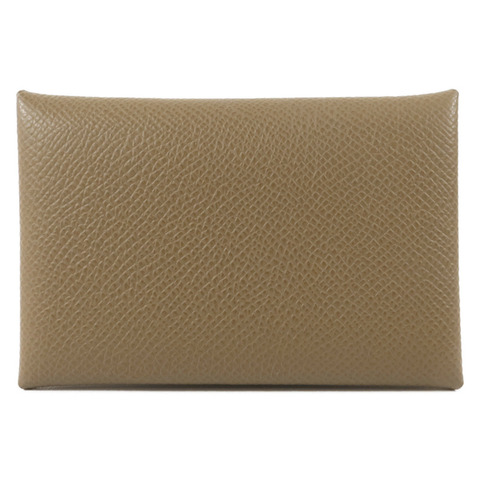 HERMES Epsom皮革Calvi Card Case卡片套Etoupe