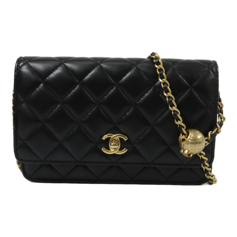 CHANEL 羊皮皮革Wallet On Chain With Gold Ball鏈帶肩背袋