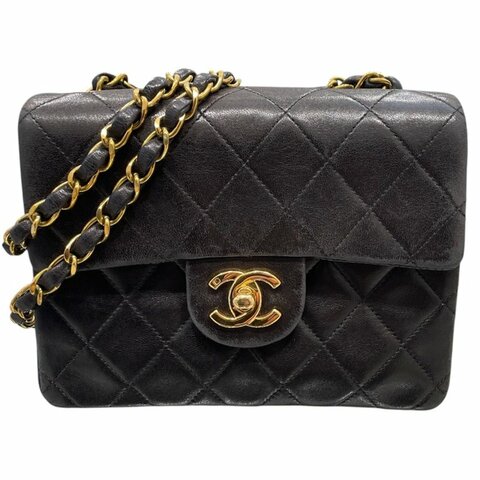 CHANEL 香奈兒 A35200 MINI MATELASSE CF17 肩背包 羊皮 黑色 金釦
