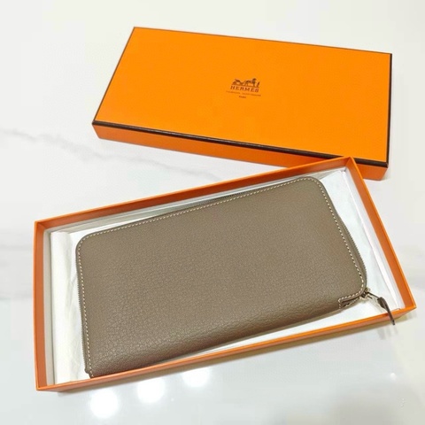 Hermès Azap 經典拉鍊長夾｜Etoupe 大象灰｜銀扣