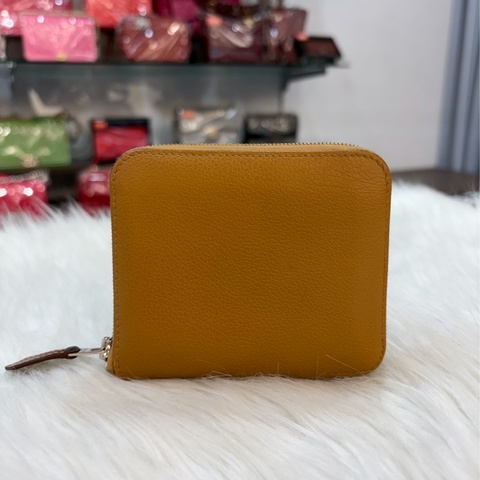 HERMES SILK IN H LOGO EPSOM皮 ㄇ字 駝色  絲巾 拉鍊 零錢包 信用卡夾 短夾 名片夾 錢包 皮夾