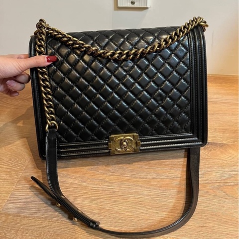 香奈兒 chanel Le boy 油蠟牛皮 30  復古金鍊 鏈條包 帶鏈包 肩背包 側背包 斜背包 手提包