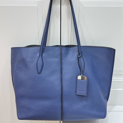 TOD’S tods JOY 荔紋 藍色 牛皮 托特包 購物袋 購物包 肩背包 手提包 側背包