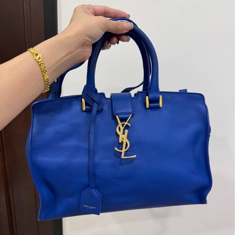 YSL 聖羅蘭 MONOGRAM SAINT LAURENT CABAS 電光藍 手提包 公事包 肩背包 斜背包 側背包