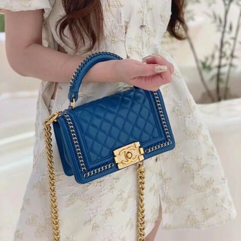 Chanel Leboy宮廷款 深藍色 小號 20cm