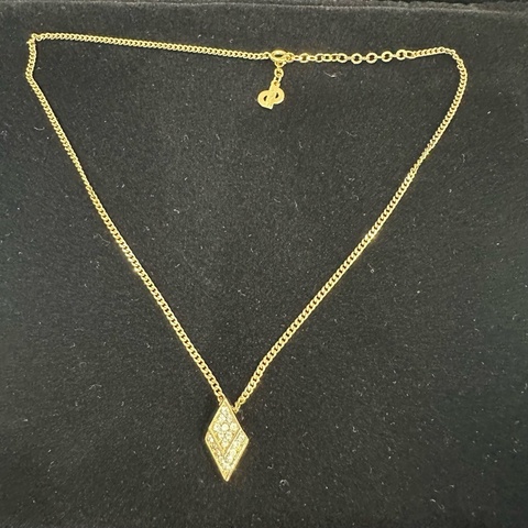 DIOR/迪奧 中古雙菱形鑲鑽項鍊 尺碼：約長45cm