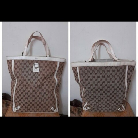 Gucci 正版絕版 1990年代 真皮及緹花布包身 明顯倉庫折舊 容量大包 手提 肩背包 請看商品敘述