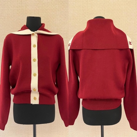 Chanel香奈兒26B高級紅海軍服開衫
