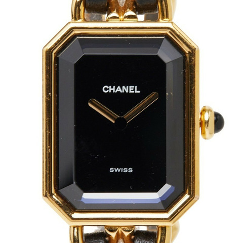 香奈兒 Première L 腕錶 H0001 石英錶 黑色錶盤 鍍金皮革 縵瑪瑙色 女士 CHANEL