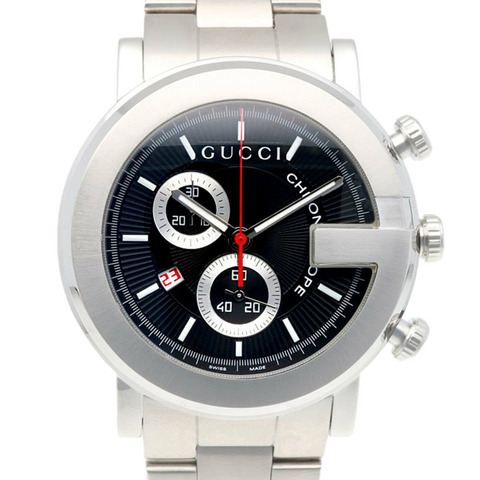 Gucci G-Chrono腕錶，101M不鏽鋼石英錶，拋光，男士計時錶。