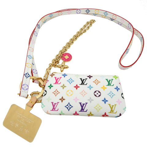 路易威登 x 村上隆聯名手機包 女士收納包 M14099 Monogram Multicolor 白色