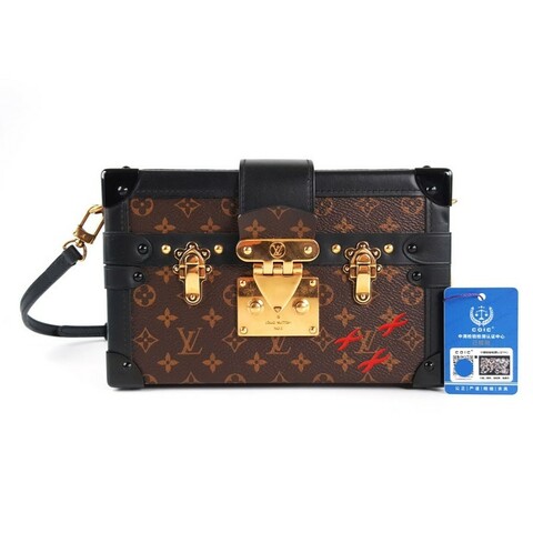 Louis Vuitton 老花拼黑硬盒子Petite Malle单肩包