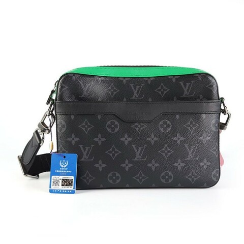 Louis Vuitton M26052黑老花拼綠色TRIO三合一郵差包單肩斜挎包