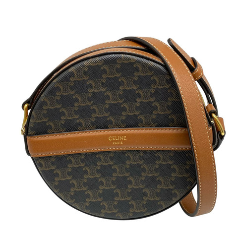 ☆ CELINE 思琳 Black And Brown Coated Canvas Triomphe Shoulder Bag 黑色和啡色塗層帆布肩背包-267014977