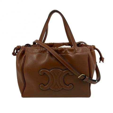 △ CELINE 思琳 Brown Calfskin Drawstrings 2 way bag 啡色小牛皮兩用袋-267015242