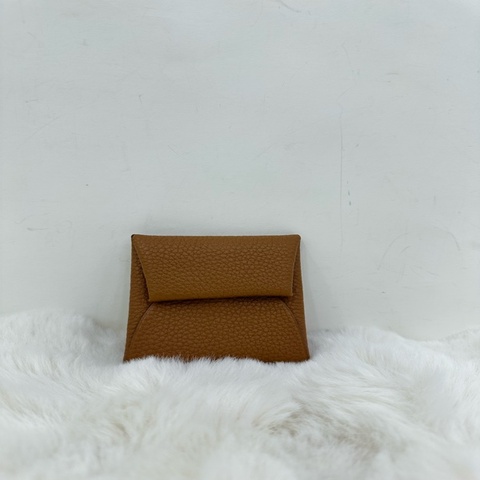 Hermes 愛馬仕金棕色按扣開合卡包 card holder 框I