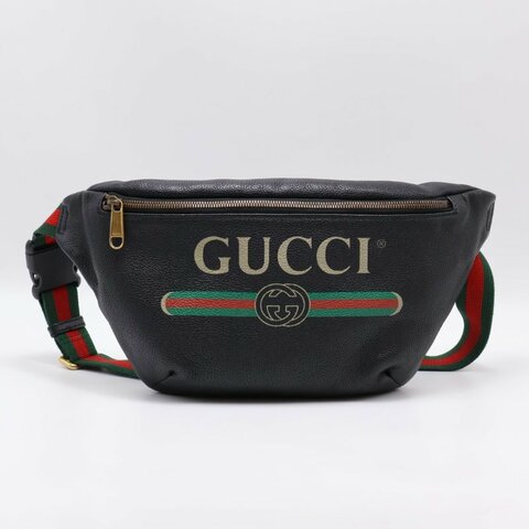 GUCCI Print復古胸包 - 大號黑