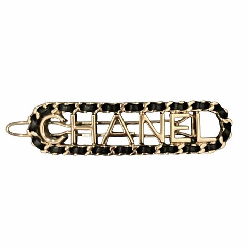 CHANEL 香奈兒 LOGO髮夾 黑色