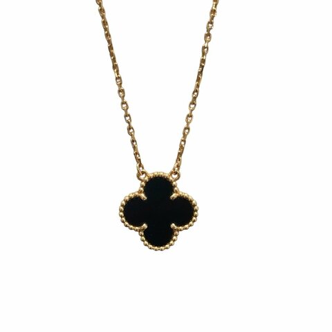 VAN CLEEF & ARPELS 梵克雅寶 VINTAGE ALHAMBRA PENDANT NECKLACE 縞瑪瑙四葉草項鍊 18K金 瑪瑙
