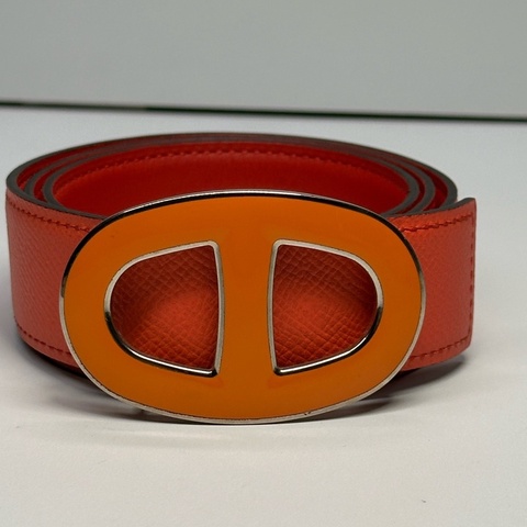 Hermès 愛馬仕 豬鼻子琺瑯皮帶 長75cm 寬3.2cm 男女同款