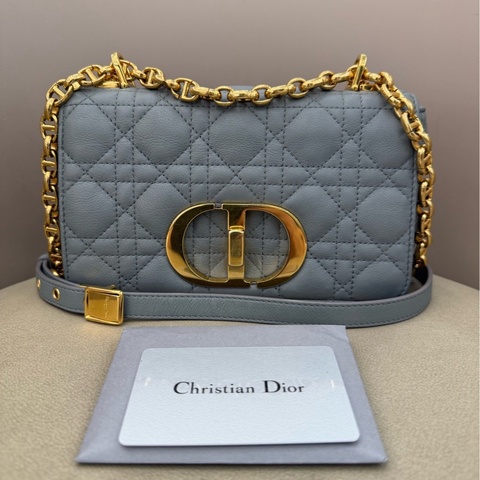 Dior 迪奧 霧霾藍caro小號鏈條包