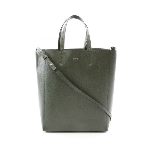 CELINE Vertical Small Cabas 單肩斜挎手提包 189813 卡其色皮革