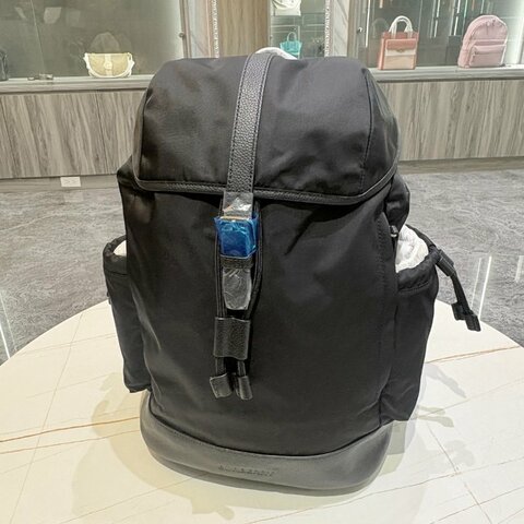 *SHIHNA名牌精品* Burberry Watson 黑色尼龍拼接皮革雙肩後背包