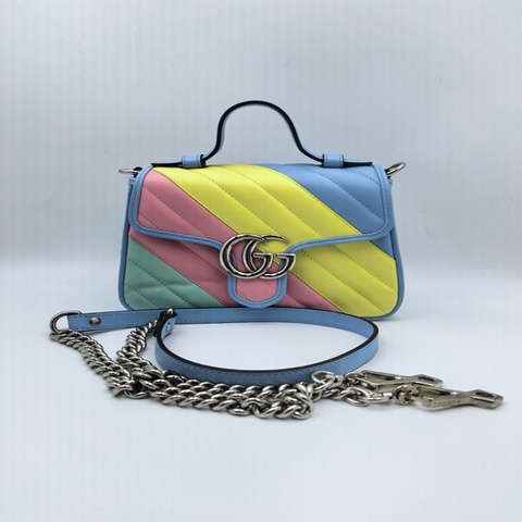 古馳 Gucci 99新全套 拼色彩虹馬蒙郵差小號
