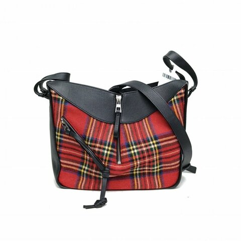 LOEWE Hammock吊床包小號拼色毛呢銀扣肩背包