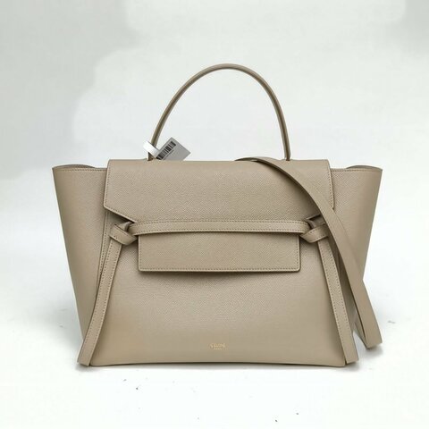 CELINE Belt鯰魚包Mini淺駝色牛皮革金扣肩背包