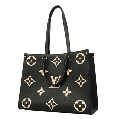 路易威登 Monogram Empreinte Bicolor OnTheGo MM 手提包 M45495 黑色/米色 女士兩用包