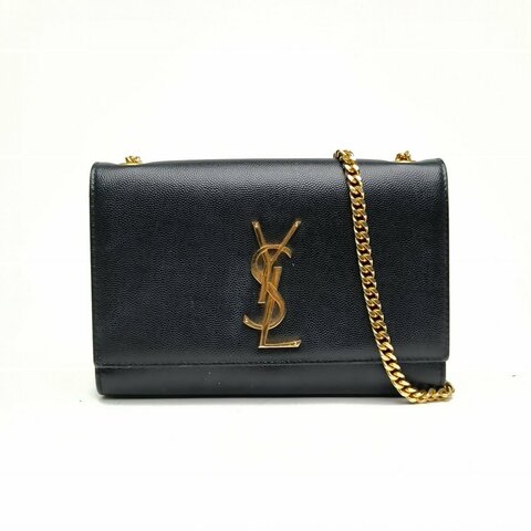 SAINT LAURENT KATE小號20荔紋黑色牛皮革金扣肩背包