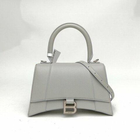 BALENCIAGA Hourglass沙漏S碼灰色牛皮革肩背包