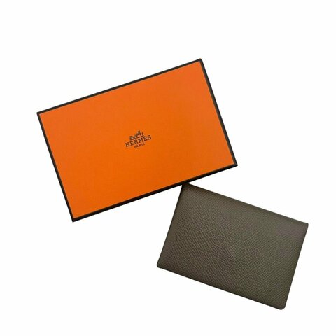 【美收精品】HERMES 大象灰摺疊卡夾  C-810【隔月月中將轉賣至日本 上架期限30天】