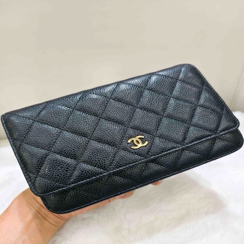 Chanel香奈兒woc黑金荔枝牛 28開無卡
