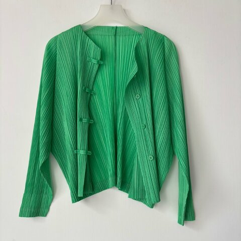 ::PLEATS PLEASE:: ISSEY MIYAKE PP18-JC142 綠色中國扣外套 3號
