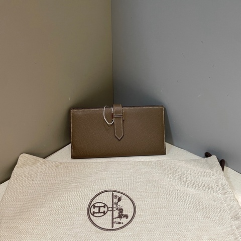 Hermes • 經典大象灰銀釦Epsom皮Bearn翻蓋長夾 🈶原廠塵袋