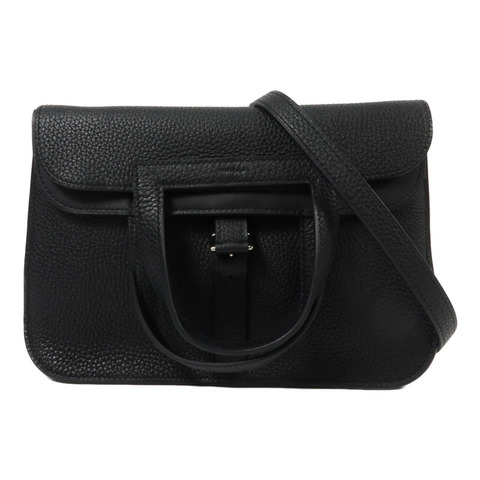 HERMES Clemence皮革Halzan 25手挽肩背兩用袋Noir