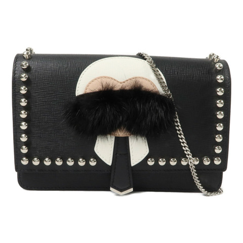 FENDI 牛皮皮革Karlito Woc鏈帶肩背袋