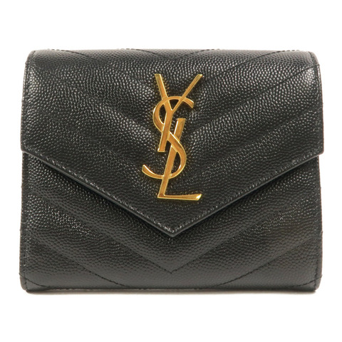 YVES SAINT LAURENT 牛皮皮革Tri Fold Wallet錢包