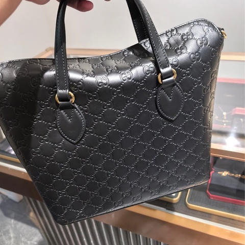 GUCCI黑色印花雙G女士單肩斜挎手提包