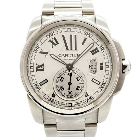 卡地亞 Calibre W7100015 銀色錶盤男士腕錶