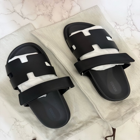 💖Hermes 二舅鞋 拖鞋 黑色 男款 45號💖 全新全配
