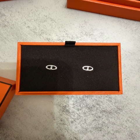 💖Hermes 豬鼻耳環 925純銀💖 全新 小巧可愛