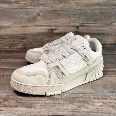 LV路易威登 trainer 拼接 白棕色 灰白 米白色 42碼