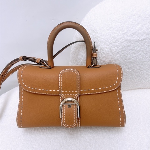 Delvaux brillant east west pm 焦糖橫版手提包