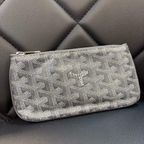 Goyard 一字 拉鍊 零錢包 灰色 二手