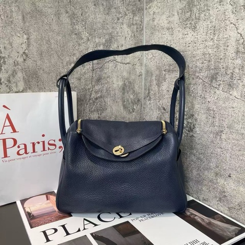 98新 愛馬仕 HERMES lindy 30 午夜藍金扣 X刻