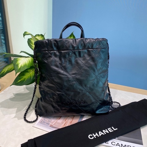 Chanel • 經典So black 全黑22 Bag後背包 芯片款✨