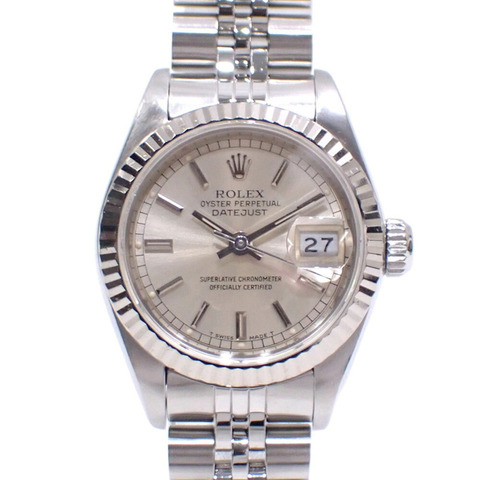 勞力士 Datejust 女士腕錶 69174 自動上鍊，R 字頭序號，約 1988 年，不鏽鋼和白金材質，自動上鍊，銀色錶盤，C2249641